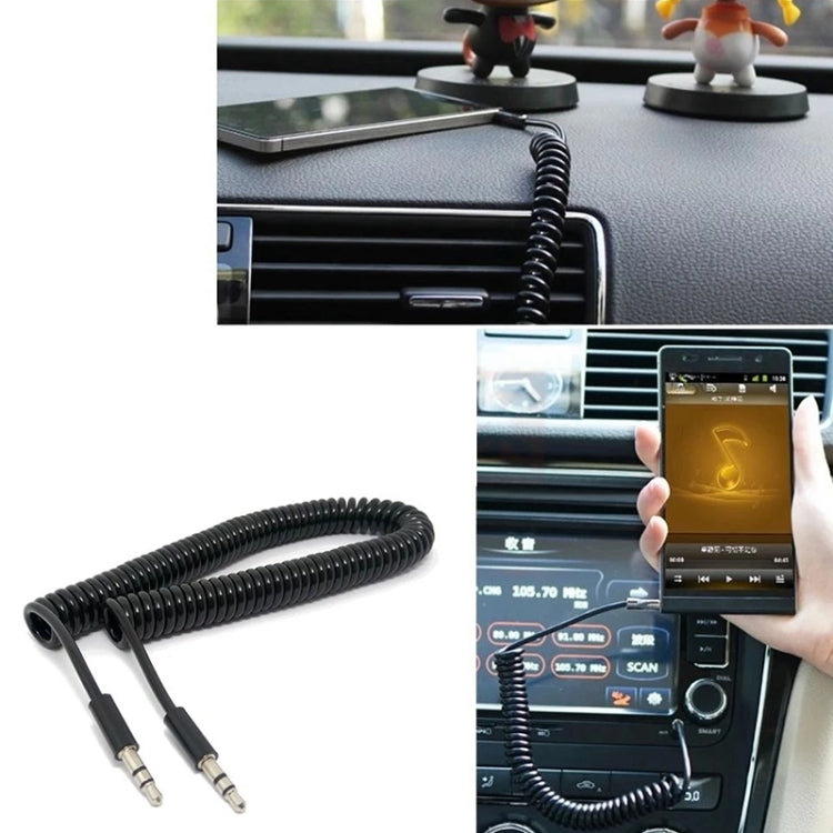 Spring Coiled 3.5mm Aux Cable Compatible with Phones Tablets Headphones Mp3 Player Car/Home Stereo and More Length: 45cm to 200cm (Black)