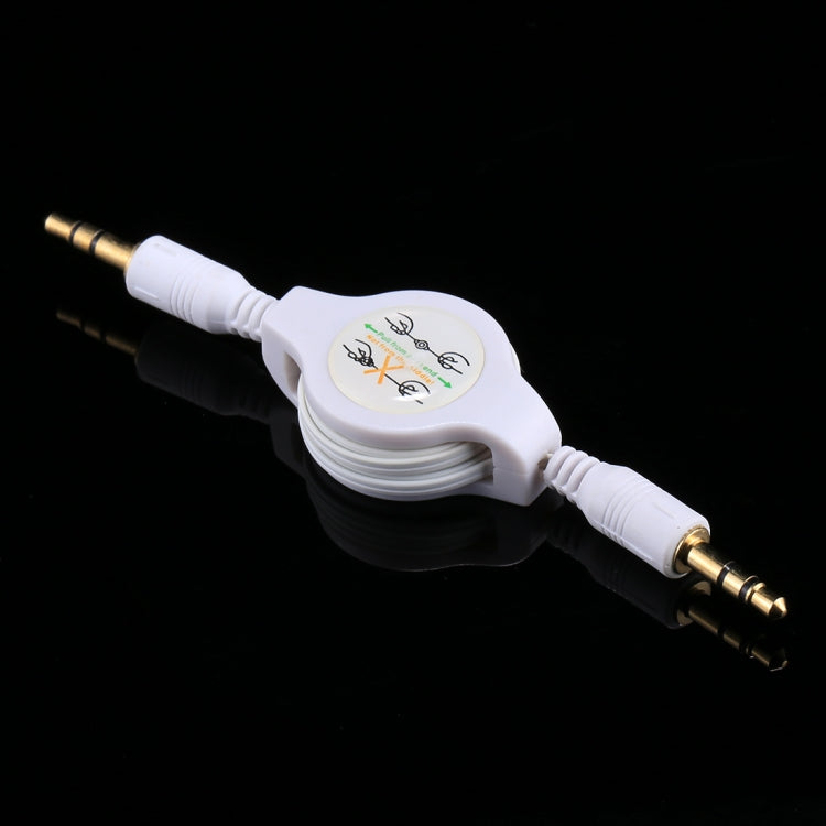 Câble audio auxiliaire 3,5 mm rétractable mâle vers mâle compatible avec les téléphones, tablettes, écouteurs, lecteur MP3, voiture/stéréo domestique et plus Longueur : 11 cm à 80 cm (blanc)