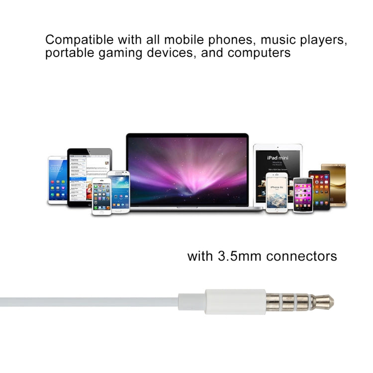Auricular con Cable de 3.5 mm para Teléfonos Android / PC / MP3 Player / Portátiles longitud del Cable: 1.2m (Blanco)