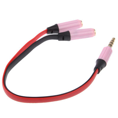 Câble audio auxiliaire Doodle mâle vers 2 connecteurs femelles compatibles avec les téléphones, tablettes, écouteurs, lecteur MP3, stéréo de voiture et plus encore (rose)