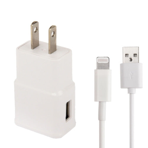 Charger Sync Cable + US Plug Travel Charger For iPad iPhone Galaxy Huawei Xiaomi LG HTC and other Smartphones rechargeable devices (White)