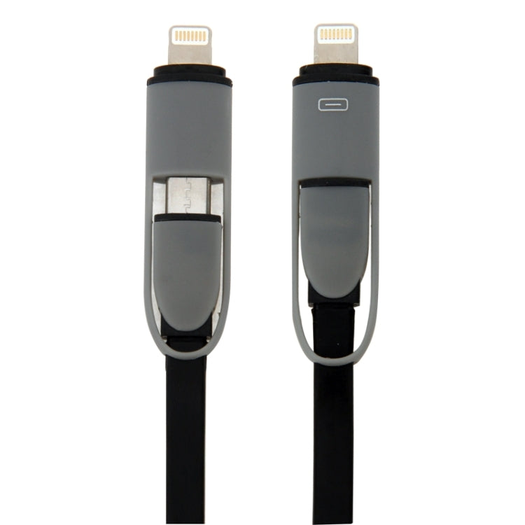 90 cm 2 en 1 Multifonctionnel Rétractable 8 Broches et Micro USB vers USB Câble de Données pour iPhone iPad Samsung HTC LG Sony Huawei Lenovo Xiaomi et autres Smartphones (Noir)