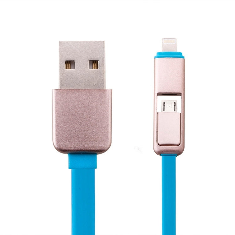 2 in 1 Multifunktionales einziehbares 8 PIN und Micro USB zu USB Daten/Ladekabel für iPhone iPad Samsung HTC LG Sony Huawei Lenovo Xiaomi und andere Smartphones (Blau)