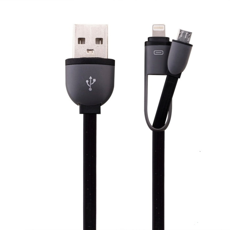 Cable de Datos / Cargador de 1 m 2 en 1 de 8 Pines y Micro USB a USB Para iPhone iPad Samsung HTC LG Sony Huawei Lenovo Xiaomi y otros Teléfonos Inteligentes (Negro)