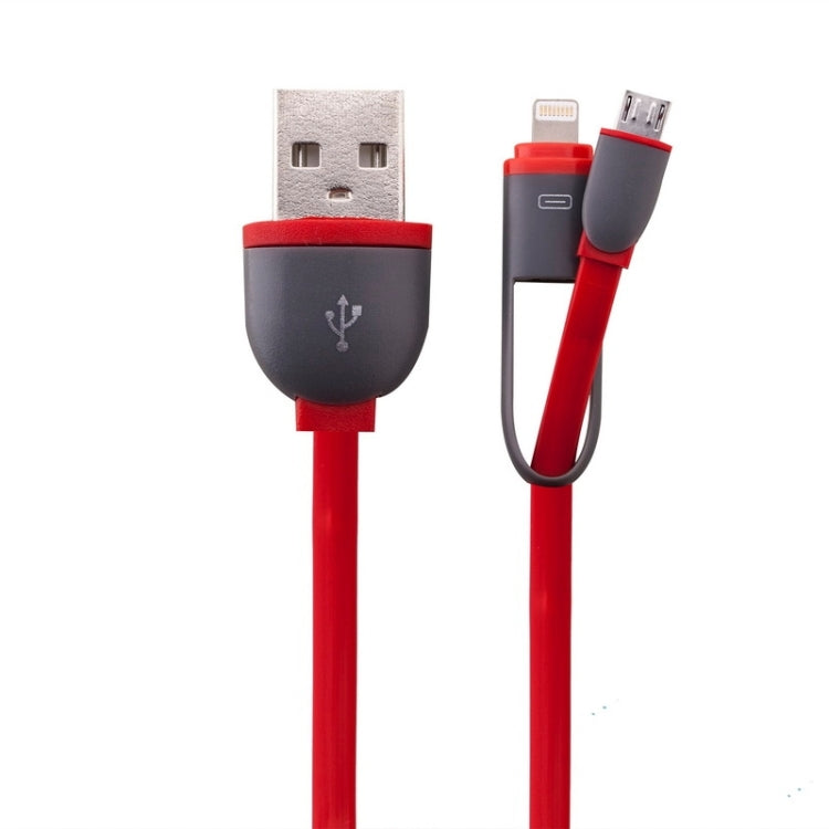 Cable de Datos / Cargador de 1 m 2 en 1 de 8 Pines y Micro USB a USB Para iPhone iPad Samsung HTC LG Sony Huawei Lenovo Xiaomi y otros Teléfonos Inteligentes (Rojo)
