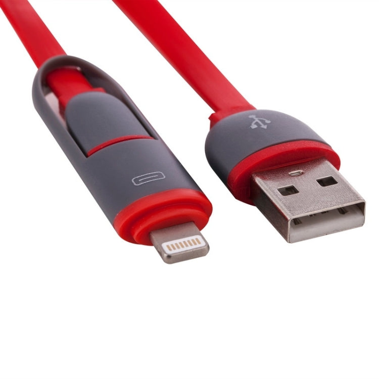 1m 2 in 1 8 Pin Micro USB to USB Data / Charger Cable for iPhone iPad Samsung HTC LG Sony Huawei Lenovo Xiaomi and other Smartphones (Red)