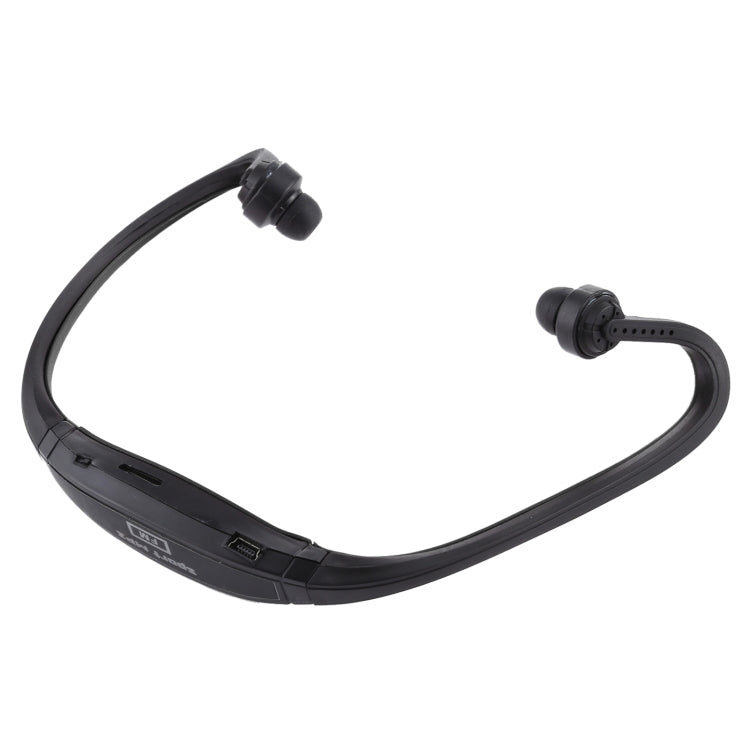 Neck Style Sports MP3 Earphone with TF Card Slot Music Format: MP3 / WMA / WAV (Black)