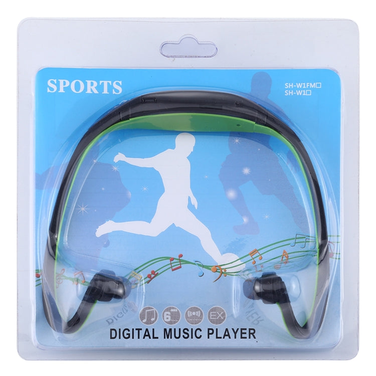 Écouteurs MP3 de sport de style tour de cou avec fente pour carte TF Format de musique : MP3/WMA/WAV (vert)
