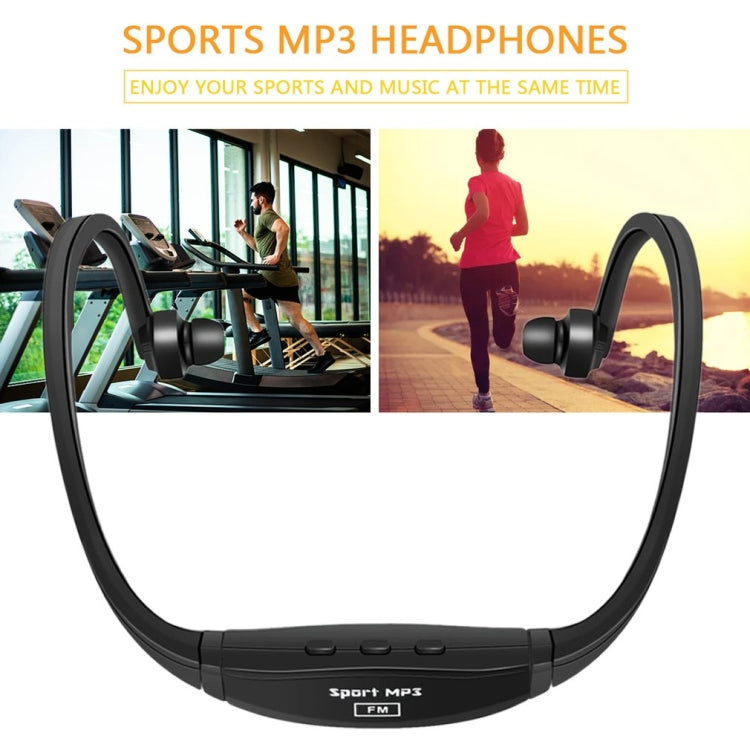 Neck Style Sports MP3 Earphone with TF Card Slot Music Format: MP3 / WMA / WAV (Black)