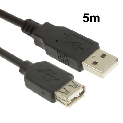 Cable de extensión USB 2.0 AM a AF longitud: 5 m (Negro)
