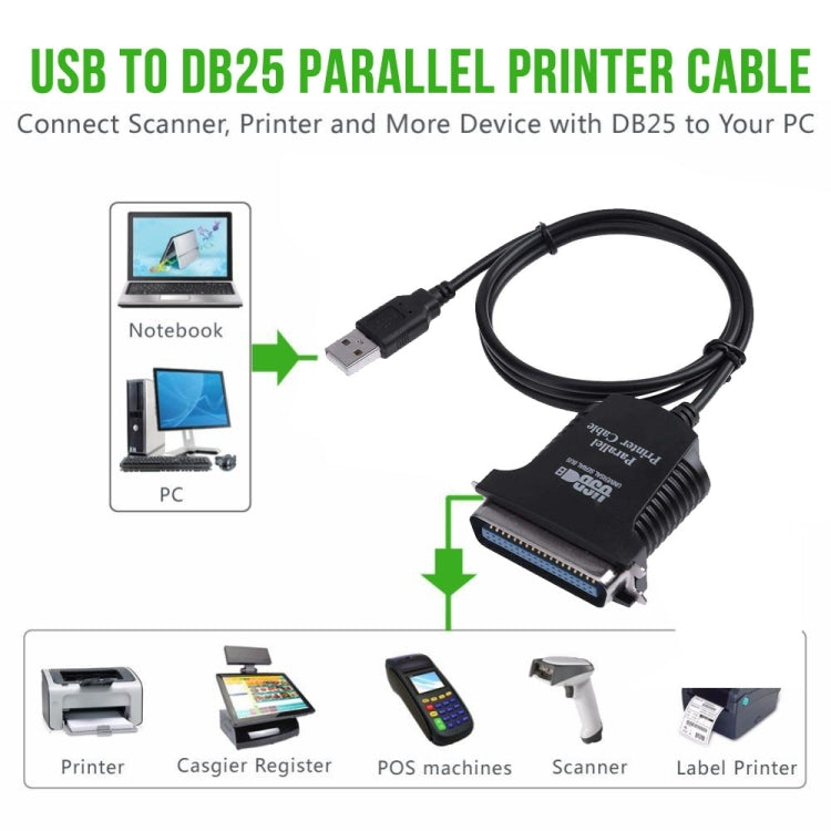 36 Pin USB to Parallel 1284 Printer Adapter Cable Cable Length: 1m (Black)