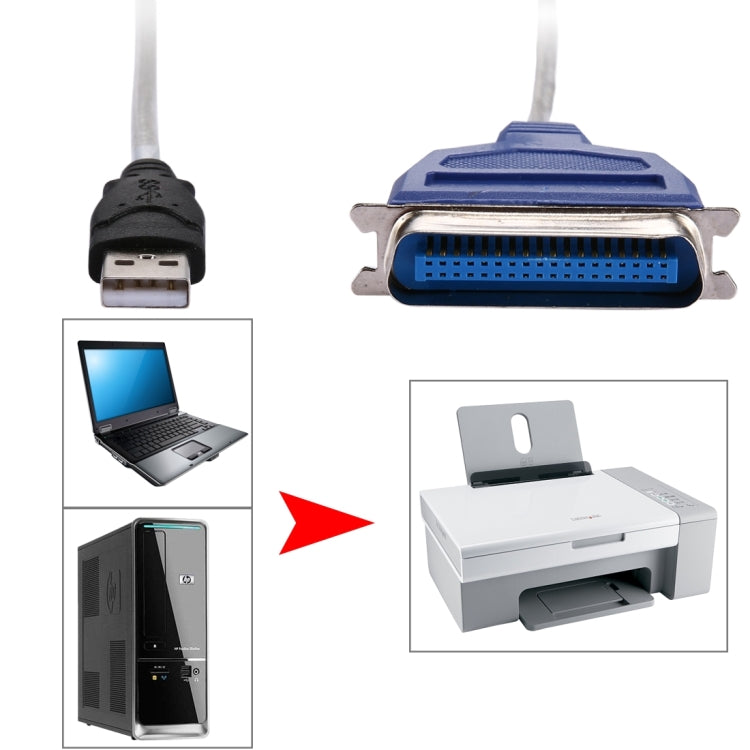 Câble adaptateur d'imprimante USB 2.0 vers 1284 parallèle 36 broches de haute qualité Longueur du câble : environ 1 m (vert)