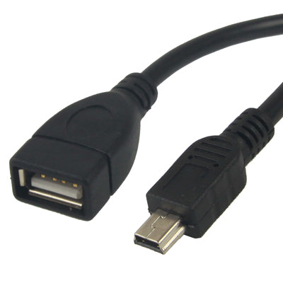 Cable adaptador Mini USB a USB 2.0 AF OTG de 5 pines longitud: 12 cm (Negro)