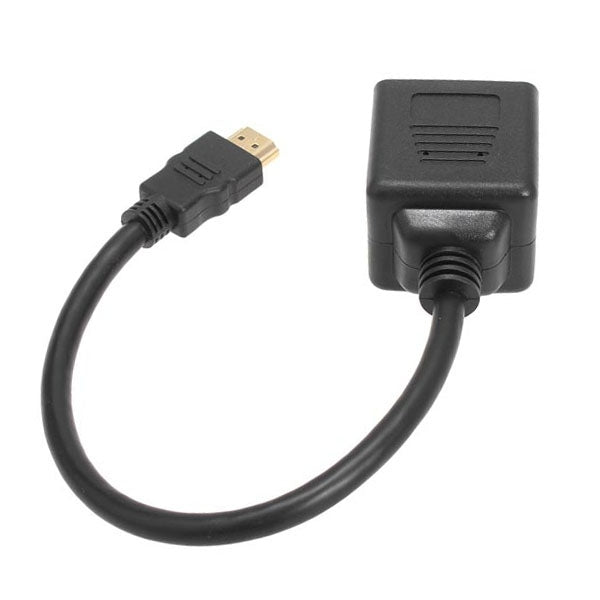 Adaptateur séparateur HDMI Y 30 cm Verteiler Stecker mit 2 Kupplung Gel (plaqué or) (noir)