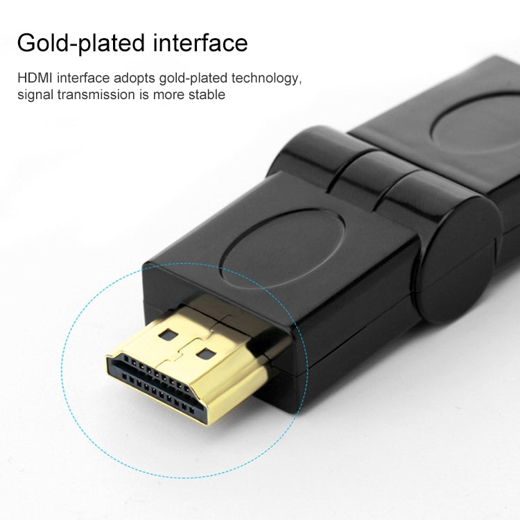 HDMI 19-Pin Male to HDMI 19-Pin Female (180 Degree) Rotatable Adapter (Gold Plated) (Black)