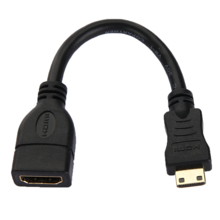 16cm Gold Plated Mini HDMI Male to 19 Pin HDMI Female Cable (Black)