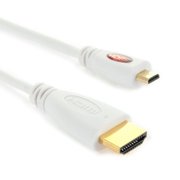 Micro HDMI Male to HDMI Male Gold-plated Cable Version 1.4 length: 1 m (White)