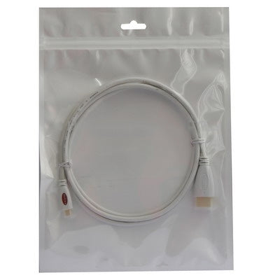 Micro HDMI Male to HDMI Male Gold-plated Cable Version 1.4 length: 1 m (White)