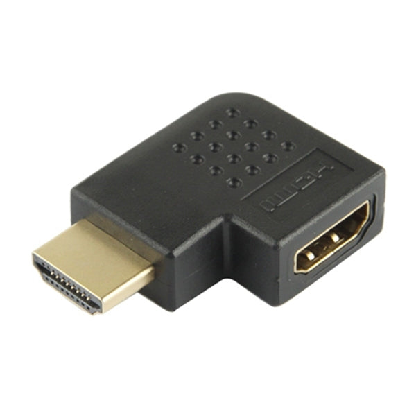 Adaptateur HDMI 19 broches mâle vers HDMI 19 broches femelle plaqué or avec angle de 90 degrés (noir)