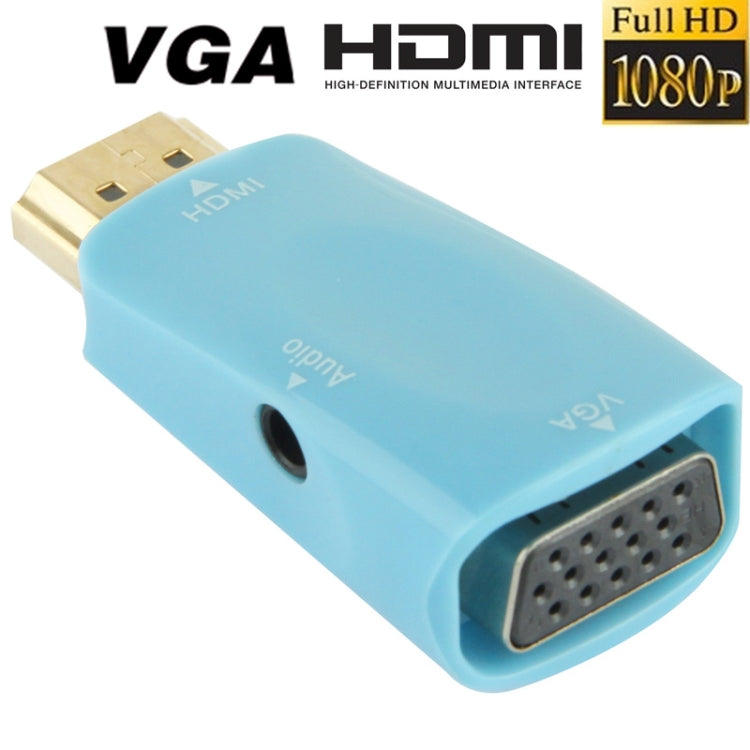Adaptateur Full HD 1080P HDMI vers VGA et audio pour HDTV/Moniteur/Projecteur (Bleu)