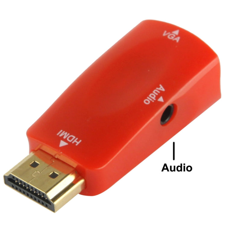 Full HD 1080P HDMI to VGA and Audio Adapter for HDTV / Monitor / Projector (Red)