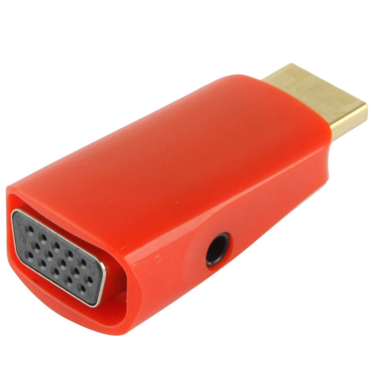 Adaptador Full HD 1080P HDMI a VGA y Audio Para HDTV / Monitor / Proyector (Rojo)