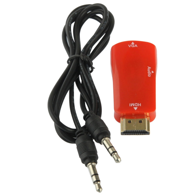 Full HD 1080P HDMI to VGA and Audio Adapter for HDTV / Monitor / Projector (Red)