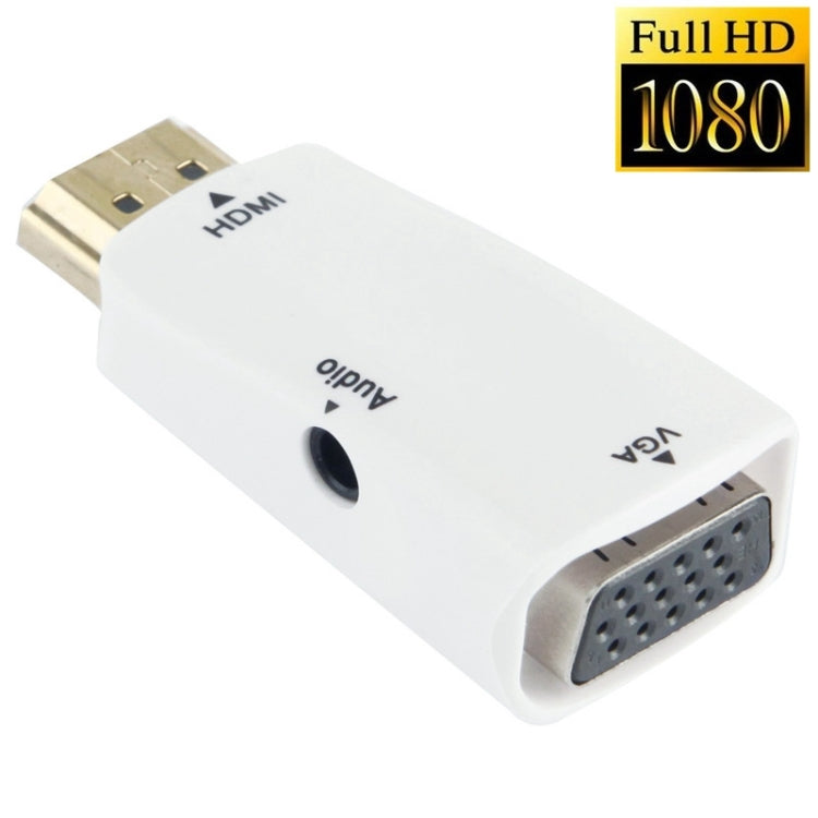 Full HD 1080P HDMI to VGA and Audio Adapter For HDTV / Monitor / Projector (White)