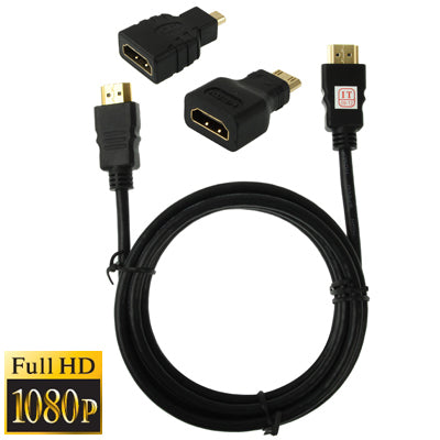 3 in 1 Full HD 1080P HDMI Cable Adapter Kit (1.5m HDMI Cable + HDMI to Mini HDMI Adapter + HDMI to Micro HDMI Adapter)