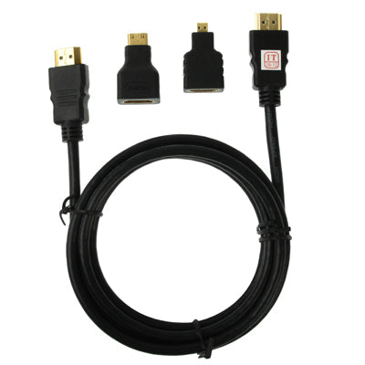 Kit adaptateur de câble HDMI 3 en 1 Full HD 1080P (câble HDMI de 1,5 m + adaptateur HDMI vers Mini HDMI + adaptateur HDMI vers Micro HDMI)