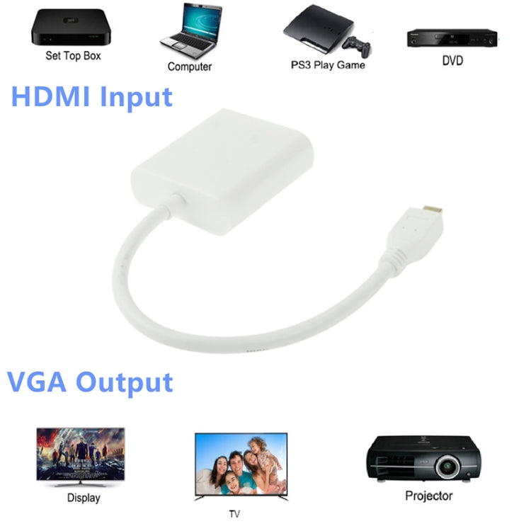 Cable adaptador de video Macho Micro HDMI de 22 cm a VGA Hembra compatible con Full HD 1080P