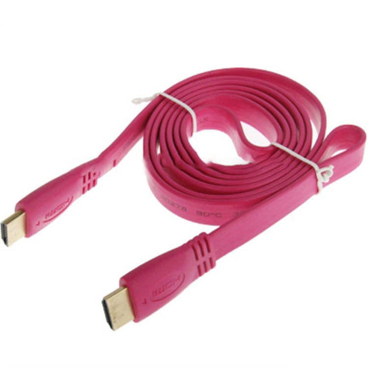 1.5m Gold Plated 19 Pin HDMI to HDMI Flat Cable Version 1.4 Support Ethernet 3D 1080P HD TV / Video / Audio etc. (Magenta)