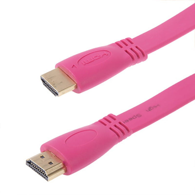 Câble plat HDMI vers HDMI 1,5 m plaqué or 19 broches version 1.4 prise en charge Ethernet 3D 1080p HD TV/vidéo/audio etc. (Magenta)