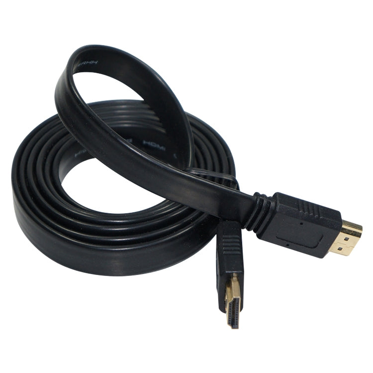 Câble plat HDMI vers HDMI 19 broches plaqué or de 1,5 m version 1.4 compatible avec HD TV / XBOX 360 / PS3 / projecteur / lecteur DVD, etc. (Noir)