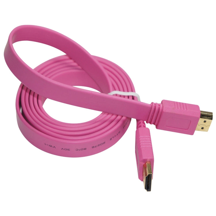 1.5m Gold Plated HDMI to HDMI 19 Pin Flat Cable Version 1.4 compatible with HD TV / XBOX 360 / PS3 / Projector / DVD player etc. (Pink)