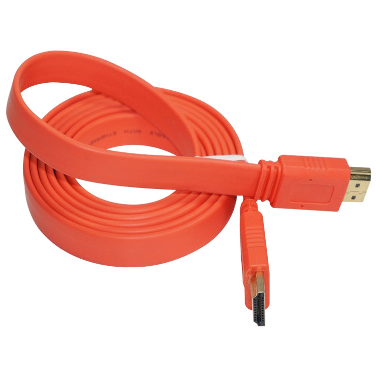 Câble plat HDMI vers HDMI 19 broches plaqué or de 1,5 m version 1.4 compatible avec HD TV / XBOX 360 / PS3 / projecteur / lecteur DVD, etc. (Orange)
