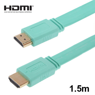 Câble plat HDMI vers HDMI 19 broches plaqué or de 1,5 m version 1.4 compatible avec HD TV / XBOX 360 / PS3 / projecteur / lecteur DVD, etc.