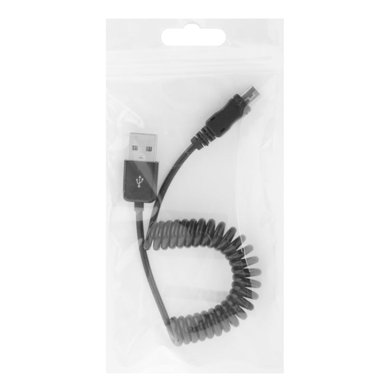 Mini USB de 5 pines a USB 2.0 AM Cable en espiral / Cable de resorte Longitud: 25 cm (se puede extender hasta 80 cm) (Negro)