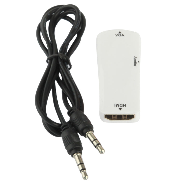 Full HD 1080P HDMI Female to VGA and Audio Adapter For HDTV / Monitor / Projector (White)