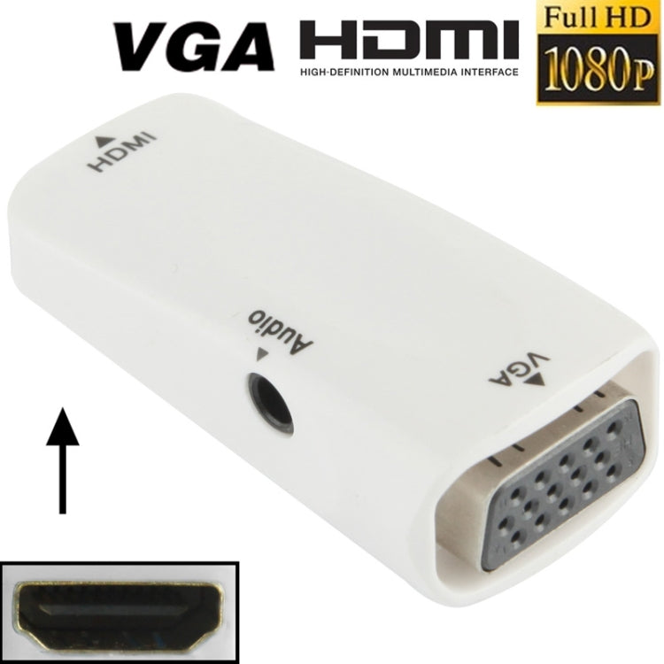Adaptateur Full HD 1080P HDMI femelle vers VGA et audio pour HDTV/moniteur/projecteur (blanc)