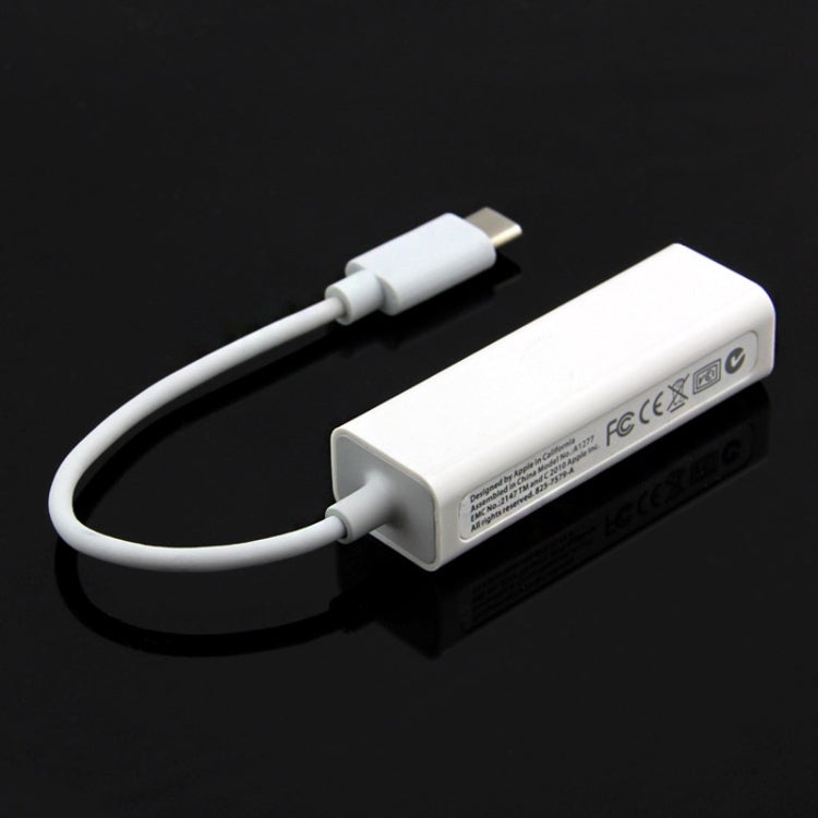 Adaptador Ethernet USB-C / Type-C 3.1 de alta velocidad de 10 cm Para MacBook de 12 pulgadas / Chromebook Pixel 2015 longitud: 10 cm (Blanco)