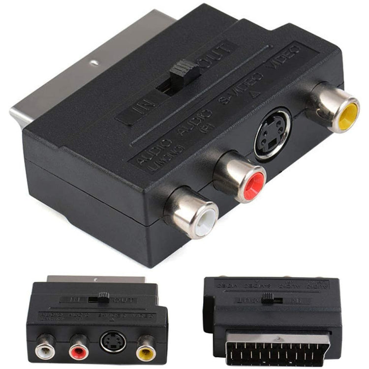 EuroConnector Male to Female with AV sockets + S-Video composite (Black)