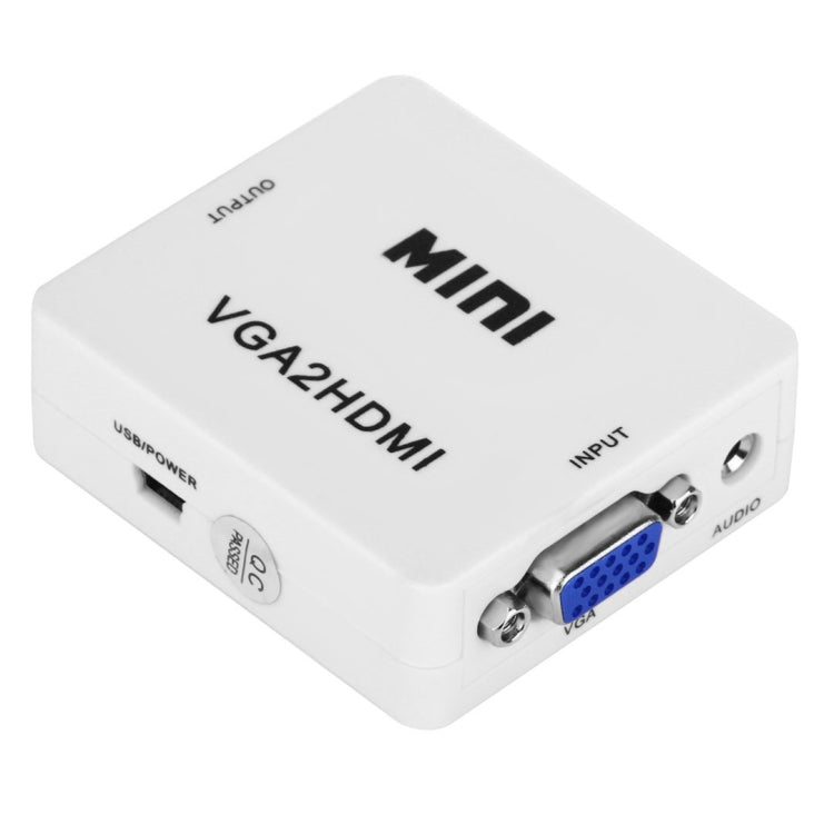 HD 1080P HDMI Mini VGA vers HDMI Scaler Box Convertisseur Audio Vidéo Numérique (Blanc)