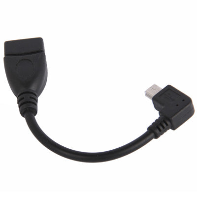 90 Degree Mini USB Male to USB 2.0 AF Adapter Cable with OTG Function Length: 13cm (Black)
