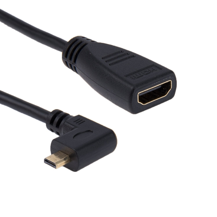 Micro HDMI Cable Adapter Left 90 Degree to HDMI Male to HDMI Female 19cm (Black)