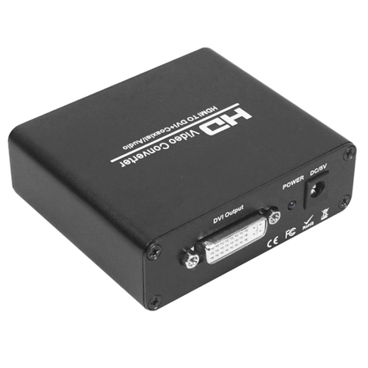 HDV-339 Full HD HDMI a DVI + Adaptador convertidor de Audio estéreo analógico / coaxial Digital (Negro)