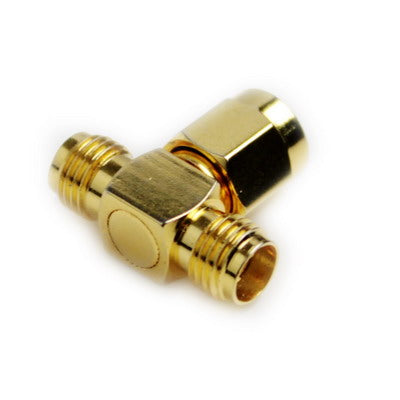 Adapter SMA Male to 2 SMA Female (type T) gold plated (Yellow)