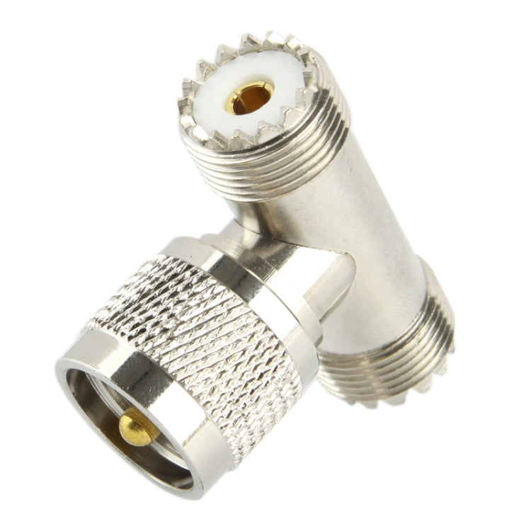 UHF Male to 2 x UHF Female Adapter (Silver)