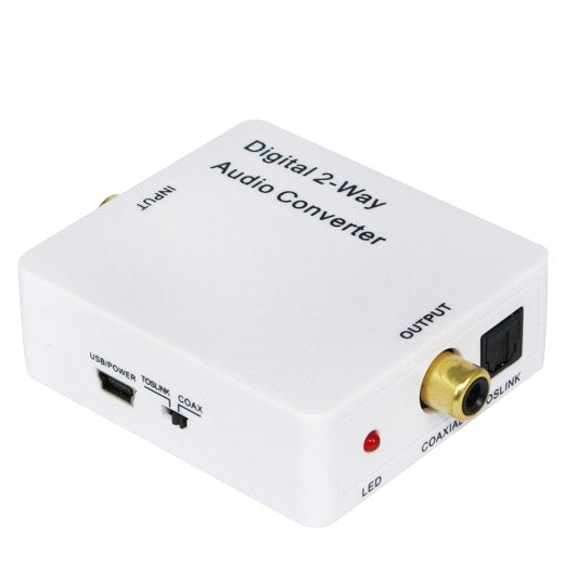 HDV-2CT Mini convertidor de Audio Digital de 2 vías coaxial a Toslink o Toslink a coaxial