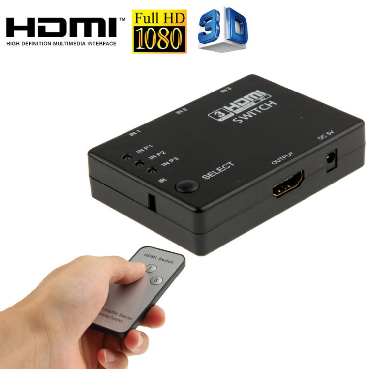 Sélecteur Full HD 1080P 3D HDMI 3x1 avec télécommande infrarouge